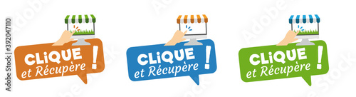 Click and collect, clique et récupère, vente en ligne.
