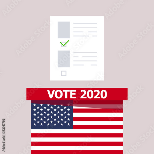 Vote. Every voice matters. Vector banner template for US presidential election. Election day. Usa debate of president voting 2020. Election voting poster. Vote 2020 in USA, banner design
