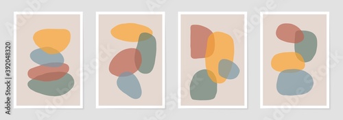 Abstract organic shapes poster set. Boho wall art for prints, card, cover, minimal contemporary backgrounds. Vector illustration