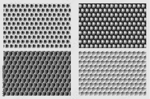Wallpaper Mural Fish scale pattern, Simple circular background - black and white set - vector circle pattern Torontodigital.ca