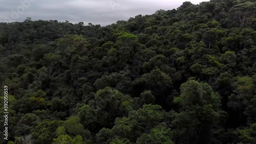 Aerial view of Fonte Grande State Park. Video recorded in Vitoria, Espirito Santo, in 2020.