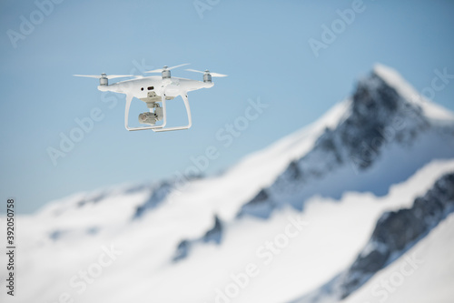 Aerial drone fling in high altitude mountain range.