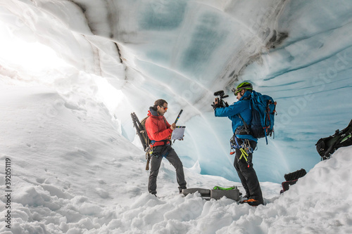 Film directors use clapperboard to start filming of climate change doc photo