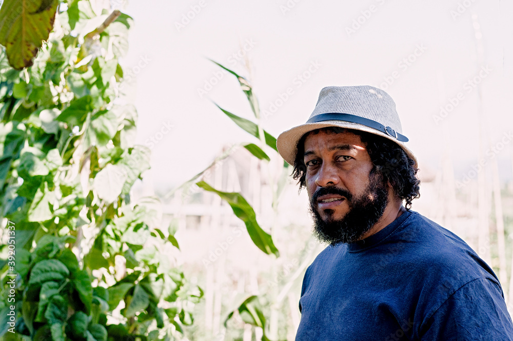 Portrait of African-American in the orchard Portrait of African-American in the orchard