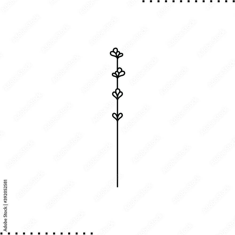 Lavender twig vector icon in outlines Lavender twig vector icon in outlines
