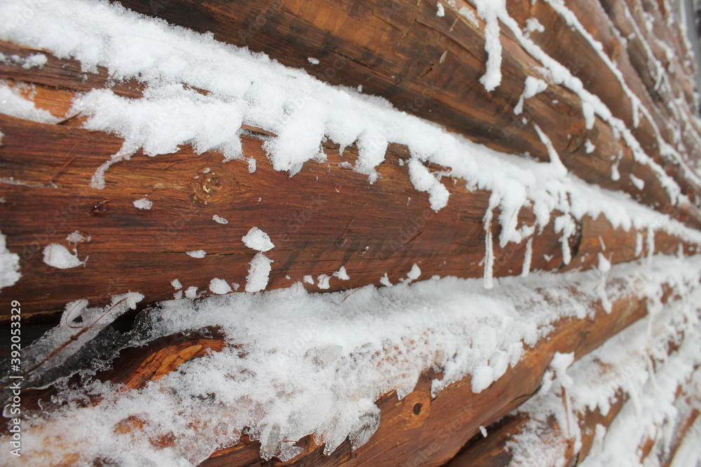 Fototapeta premium snow on the fence