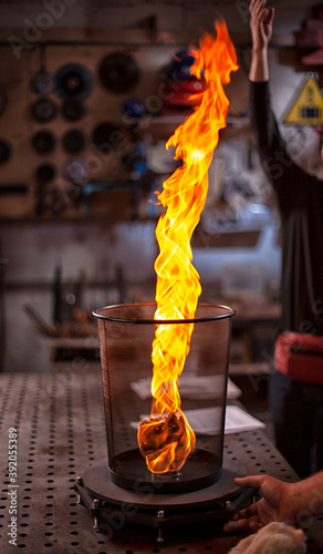 bursting fire from a gas burner from a gas cylinder. photo