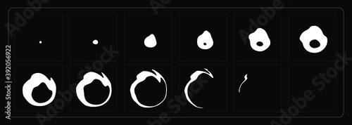 Liquid explosion effect. Water splashes sprites sheet for games, cartoon or animation and motion design. 
