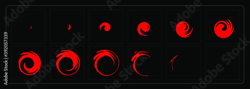 Liquid animation effect. Blood circle sprites sheet for games, cartoon or animation and motion design.