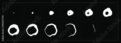 Liquid explosion effect. Water splashes sprites sheet for games, cartoon or animation and motion design. 