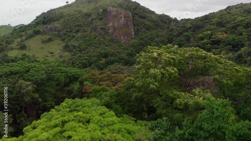 Aerial view of Fonte Grande State Park. Video recorded in Vitoria, Espirito Santo, in 2020.