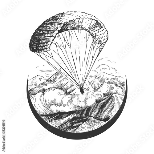 Billede på lærred Skydiver flying with parachute