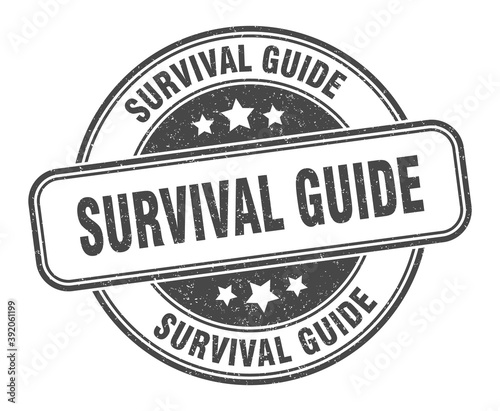 survival guide stamp. survival guide label. round grunge sign