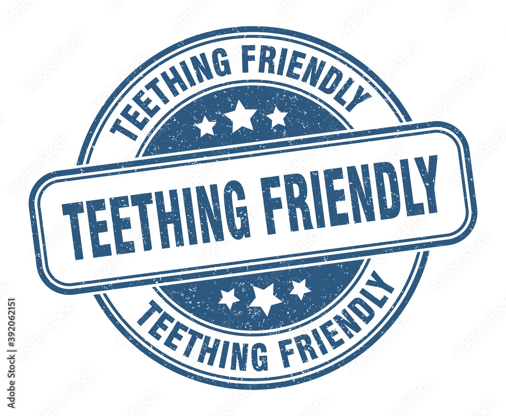 Fototapeta premium teething friendly stamp. teething friendly label. round grunge sign