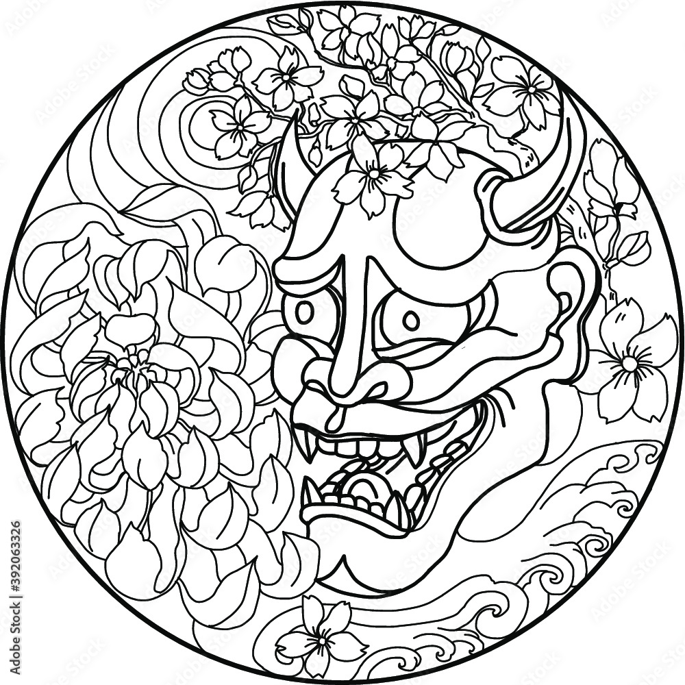 Illustration art in circle. The Japanese art and design to cd-rom or circle cover.Snake, Phoenix, Koi fish and hanya demon's mask design for tattoo. Illustration art in circle. The Japanese art and design to cd-rom or circle cover.Snake, Phoenix, Koi fish and hanya demon's mask design for tattoo.