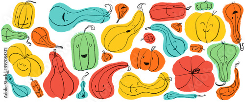 Pumpkins Pattern / Patern o Patrón de Calabazas ilustradas