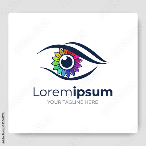 Eye Logo designs vector template. eye camera lens Colorful Logo