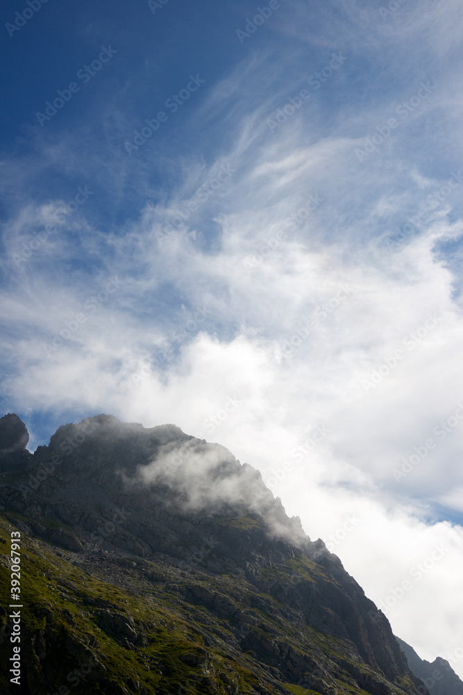 Silhouette of a rocky ridge in Ossau Valley, Pyrenees in France. Silhouette of a rocky ridge in Ossau Valley, Pyrenees in France.