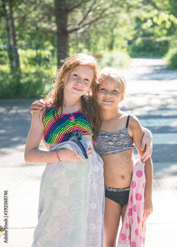 Two Young Girls After Swimming