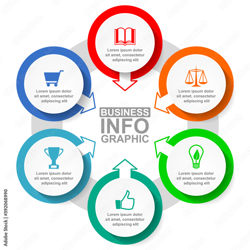 Business infographic vector template with 6 options Business infographic vector template with 6 options