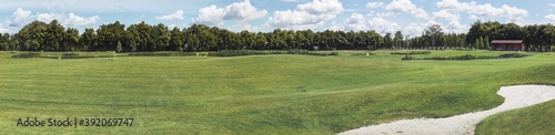 Panorama of a fragment of a golf course in Mezhigirje near Kiev, Ukraine.