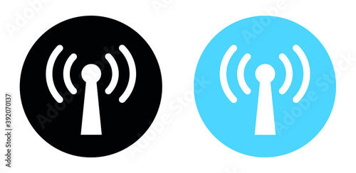 Wi-fi wireless icon, Wifi internet sign icon in flat style, Radio tower icon, Wireless technology connection airwaves photo