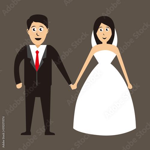Couple Bride and groom, Wedding card with the newlyweds. bride and groom vector illustration.