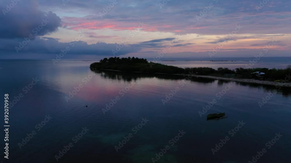 Sunrise over the sea in the tropics, aerial view. Sunrise over the sea in the tropics, aerial view.