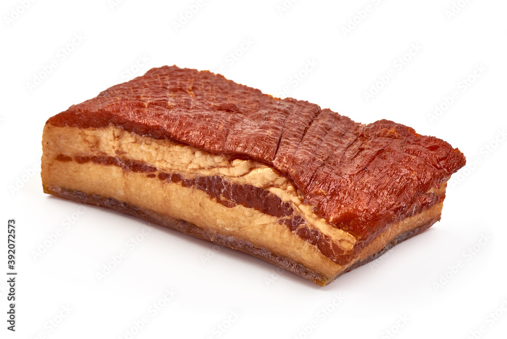 Smoked pork lard, isolated on white background Smoked pork lard, isolated on white background