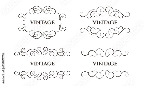 Classic vintage floral text frames wide banners set. - Vector.