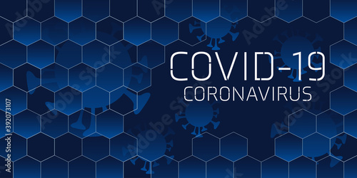 Covid 19 science illustration - coronavirus sars cov 2 - blue design banner