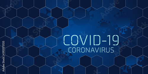 Covid 19 science illustration - coronavirus sars cov 2 - blue design banner