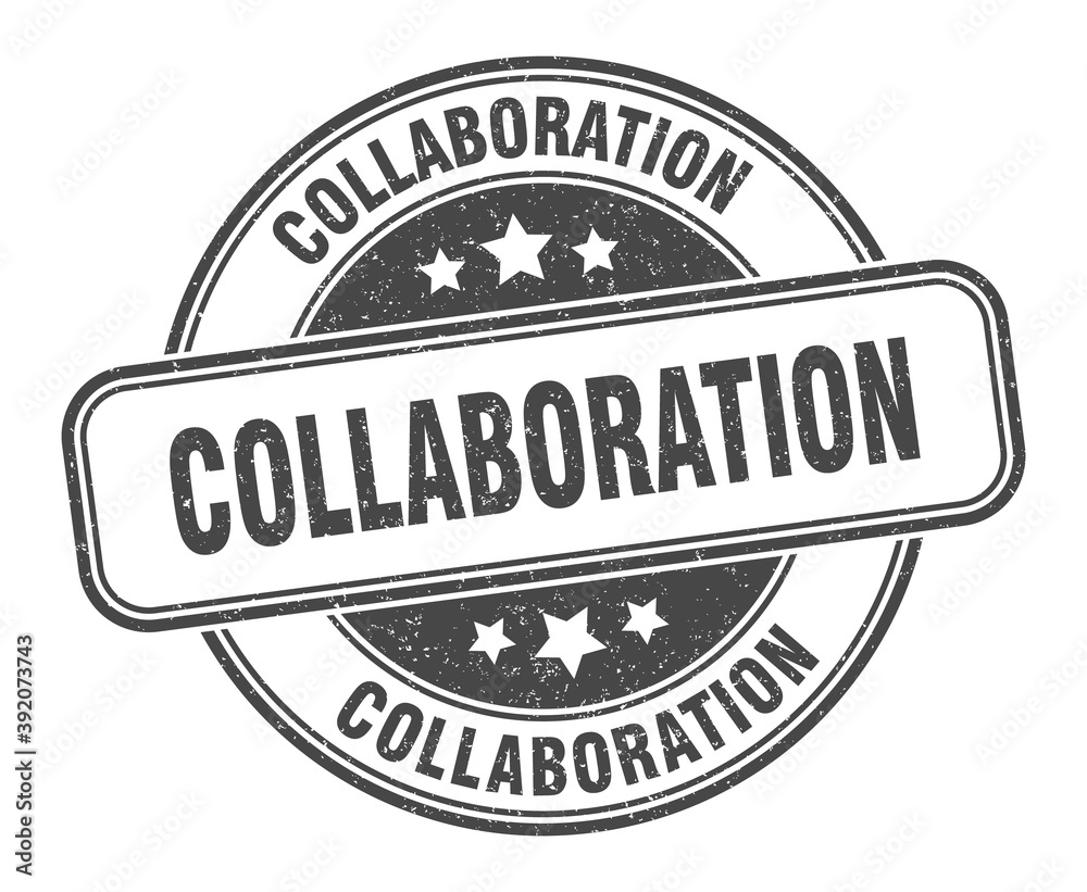Fototapeta premium collaboration stamp. collaboration label. round grunge sign