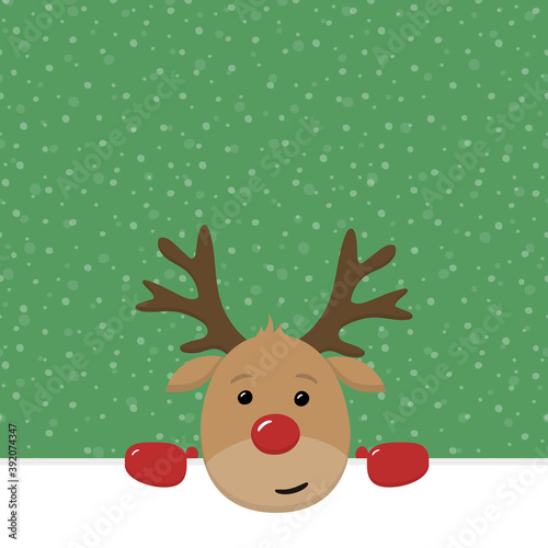 Christmas reindeer with copyspace. Xmas background. Vector