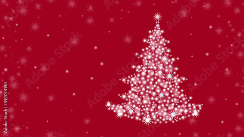 Christmas background with Christmas tree and on a red background
