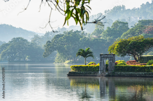 Island in the middle of Lake in Kandy / Sri Lanka