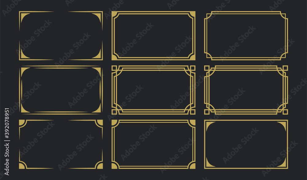 Naklejka premium Golden art deco frames set