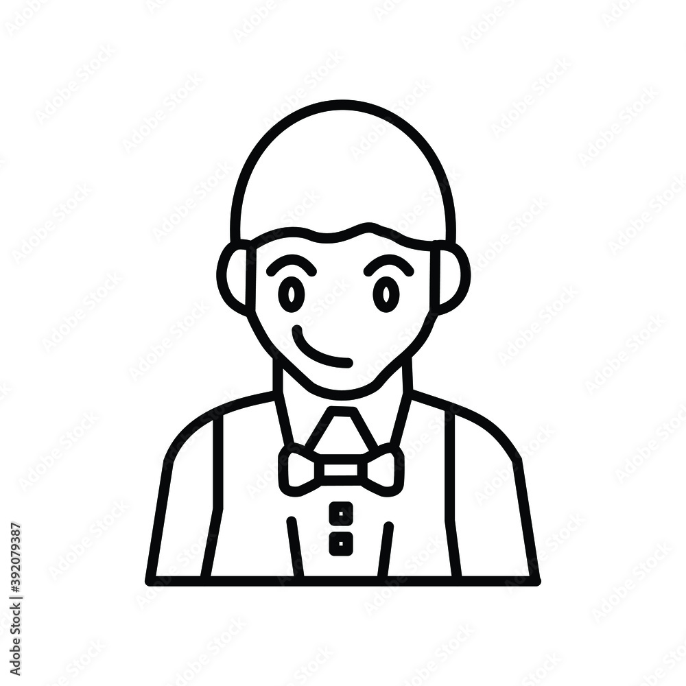 Waiter Male simple line icon