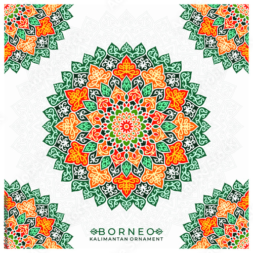 colorful mandala with brneo kalimantan ornament style (ID: 392079995)