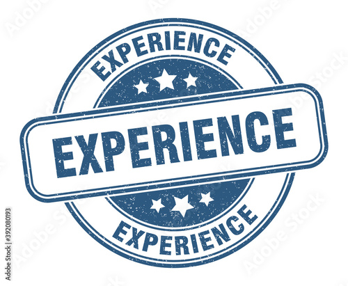 experience stamp. experience label. round grunge sign