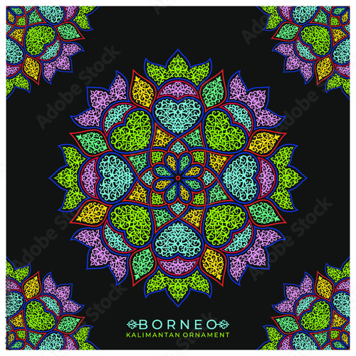 colorful mandala with brneo kalimantan ornament style (ID: 392080559)