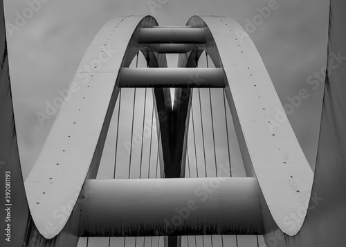 Infinity Bridge, a futuristic bridge spanning the River Tees in Stockton-on-Tees, North East England. photo