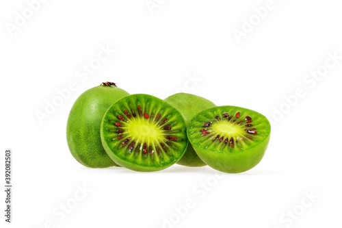 Mini kiwi baby fruit isolated on white background.