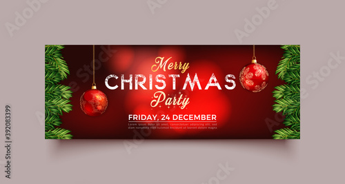 Christmas banner template. Horizontal christmas poster, greeting cards, headers, website