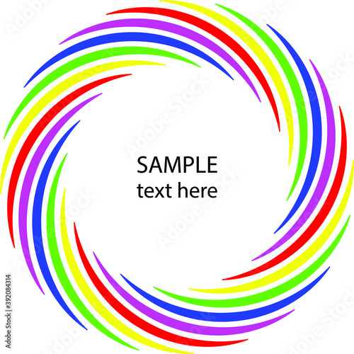 Colorful radial curvy stripes in circle form. Vector illustration. Template for posters  banners  flyers  brochures  kids books  covers and abstract backgrounds