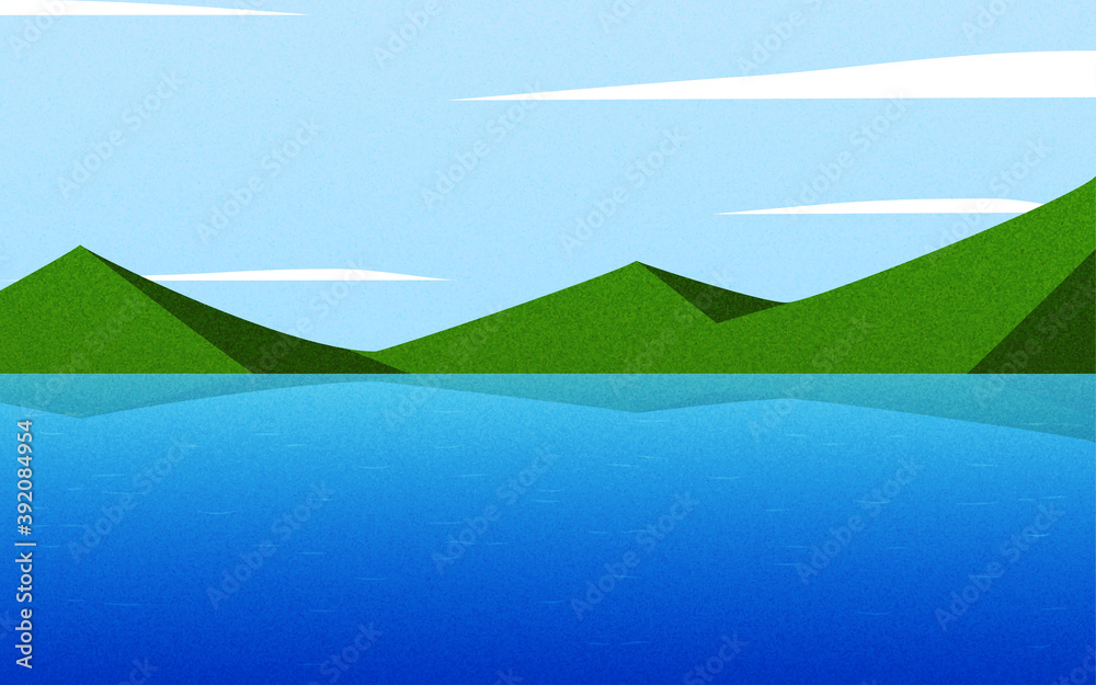 Obraz premium 背景素材：晴れた日の湖と山