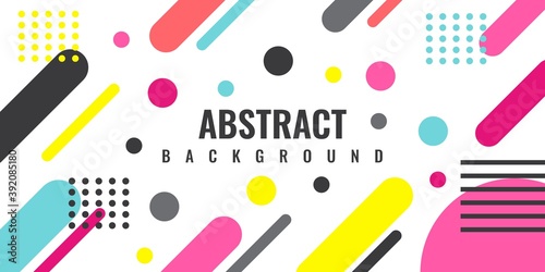 abstract Memphis style retro background with multicolored simple geometric shapes. Vector Illustration 