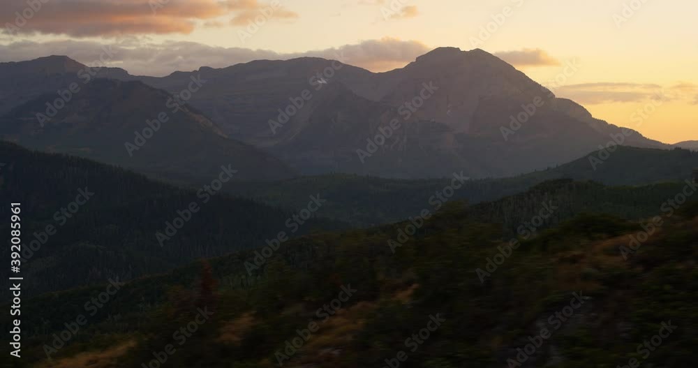 Utah mountain landscape at sunset, wide aerial Utah mountain landscape at sunset, wide aerial