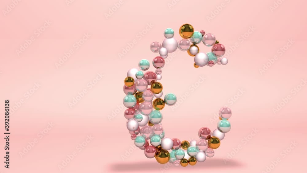 Abstract number digit 6 six with beads pearls balls on pink background animation 3d Abstract number digit 6 six with beads pearls balls on pink background animation 3d