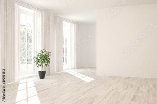 Fototapeta Naklejka Na Ścianę i Meble -  White empty room. Scandinavian interior design. 3D illustration